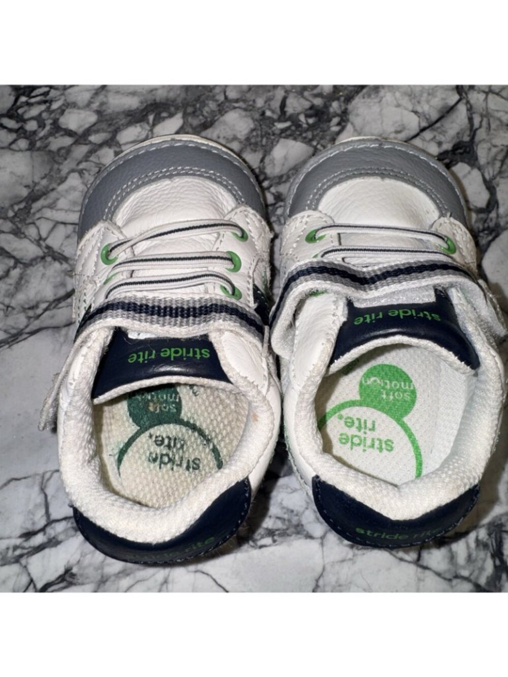 Stride Rite Toddler 5XW Extra Wide Artie Sneakers White Blue Green - Picture 4 of 7